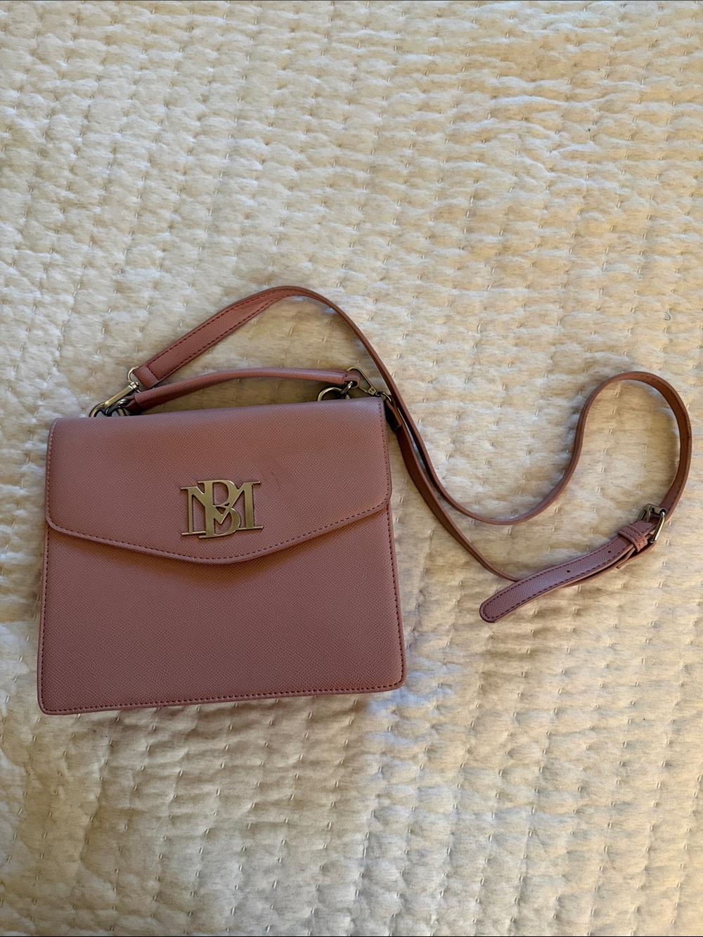 Badgley Mischka Dusty Rose Top-Handle Satchel with Gold Logo